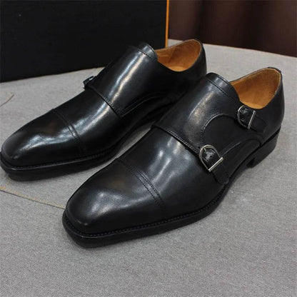 Luxury Handmade Genuine Leather Men's Shoes Formal Classic Double Buckle Monk Shoes Pointed Toe Business Dress Wedding Men Shoes - FLORANZANI- Beauté & Santé