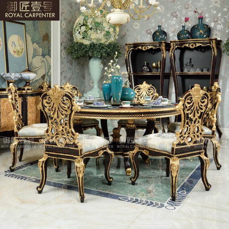 European restaurant furniture solid wood hand-carved luxury villa art glass table - FLORANZANI- Beauté & Santé