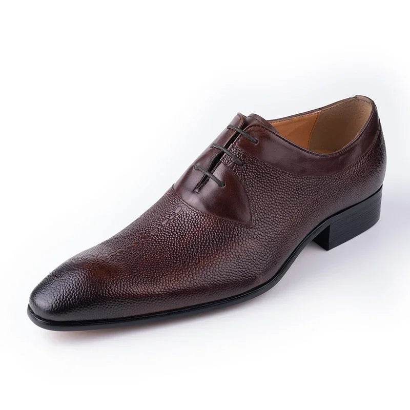 Luxury Men Oxford Shoes Footwear High Quality Classic Style Dress Leather Shoes Coffee Black Lace Up Pointed Toe Formal Shoe Men - FLORANZANI- Beauté & Santé