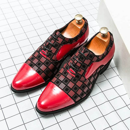 Increase 6 CM High Heels Men Formal Shoes Designer Luxury Red Business Leather Shoes Men Oxfords Pointed Wedding Dress Shoes Men - FLORANZANI- Beauté & Santé