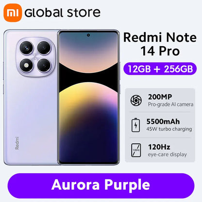 Global Version Xiaomi Redmi Note 14 Pro 4G Smartphone 6.67" AMOLED Display MediaTek Helio G100-Ultra 5500mAh 200MP AI Camera