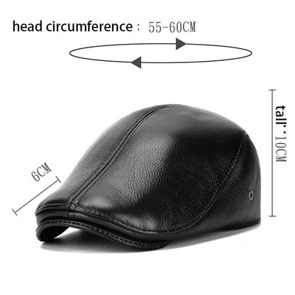 Men's outdoor leather hat winter Berets male warm Ear protection cap 100% genuine leather dad hat wholesale Leisure - FLORANZANI- Beauté & Santé