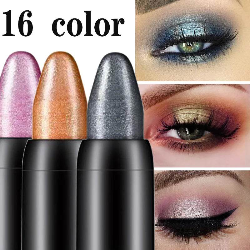 16 Color Highlighter Eyeshadow Pencil Waterproof Glitter Matte Nude Eye Shadow Makeup Pigment Cosmetics White Eyeliner Pen - FLORANZANI- Beauté & Santé