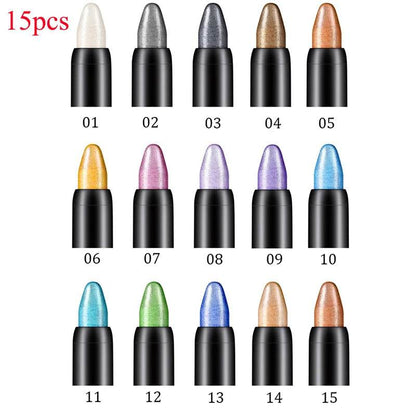 16 Color Highlighter Eyeshadow Pencil Waterproof Glitter Matte Nude Eye Shadow Makeup Pigment Cosmetics White Eyeliner Pen - FLORANZANI- Beauté & Santé