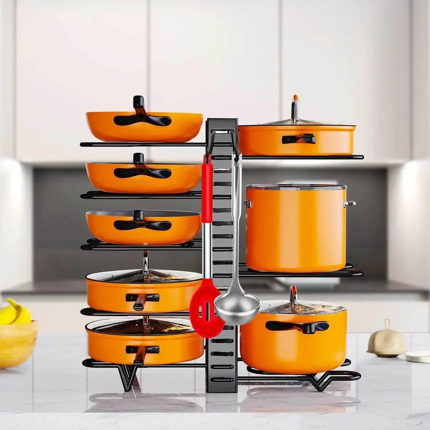 Pot Organizer Rack 8 Tiers Pots and Pans Organizer, Pot Lid Organizer for Kitchen Cabinet Cookware Organizers and Storage,Upgrad - FLORANZANI- Beauté & Santé