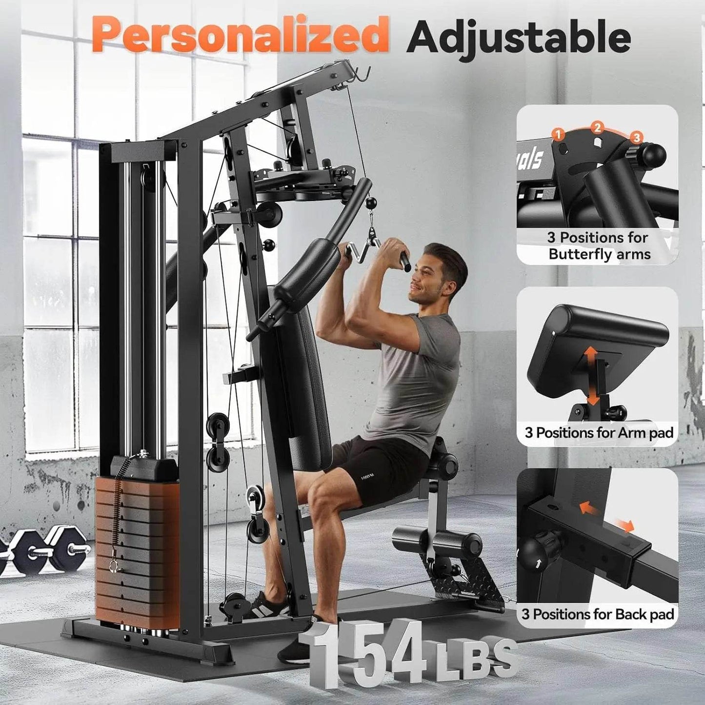 Home Gym, Multifunctional Home Gym Equipment, Workout Station with 154LBS Weight Stack, Exercise Equipment for Full Body Traning - FLORANZANI- Beauté & Santé