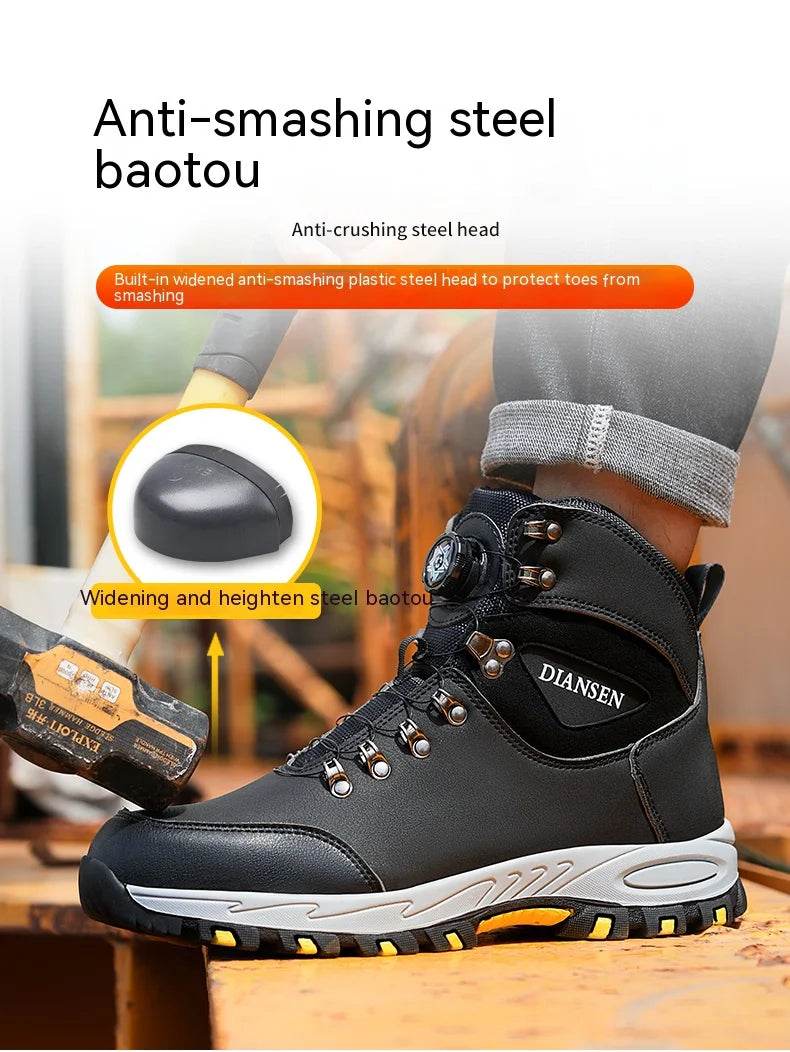 Breathable Sport Work Shoes Men Shoes Steel Toe Safety Boots Men's Work Sneaker Rotated Button Easy Wear Work Safety Boots - FLORANZANI- Beauté & Santé