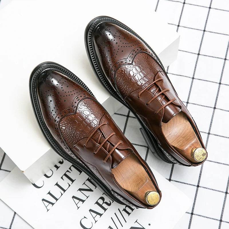 Designer Business Oxfords Formal Wedding Mens Derby Italian Original Crocodile Leather Dress Office Loafers Casual Shoes for Men - FLORANZANI- Beauté & Santé