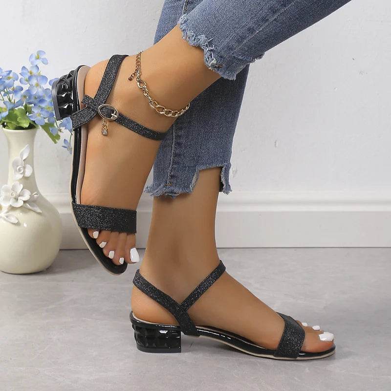 Spring and Autumn New Style Fashionable, Comfortable, Versatile Elegant Casual Round Toe Versatile Thick Heel Sandals - FLORANZANI- Beauté & Santé