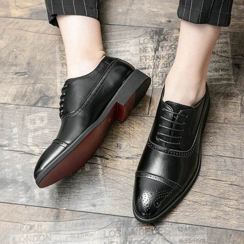 Carving Dress Shoes Men Luxury Designer Fashion Handmade Business Formal Shoes Men Original Pointed Wedding Shoes 2024 - FLORANZANI- Beauté & Santé