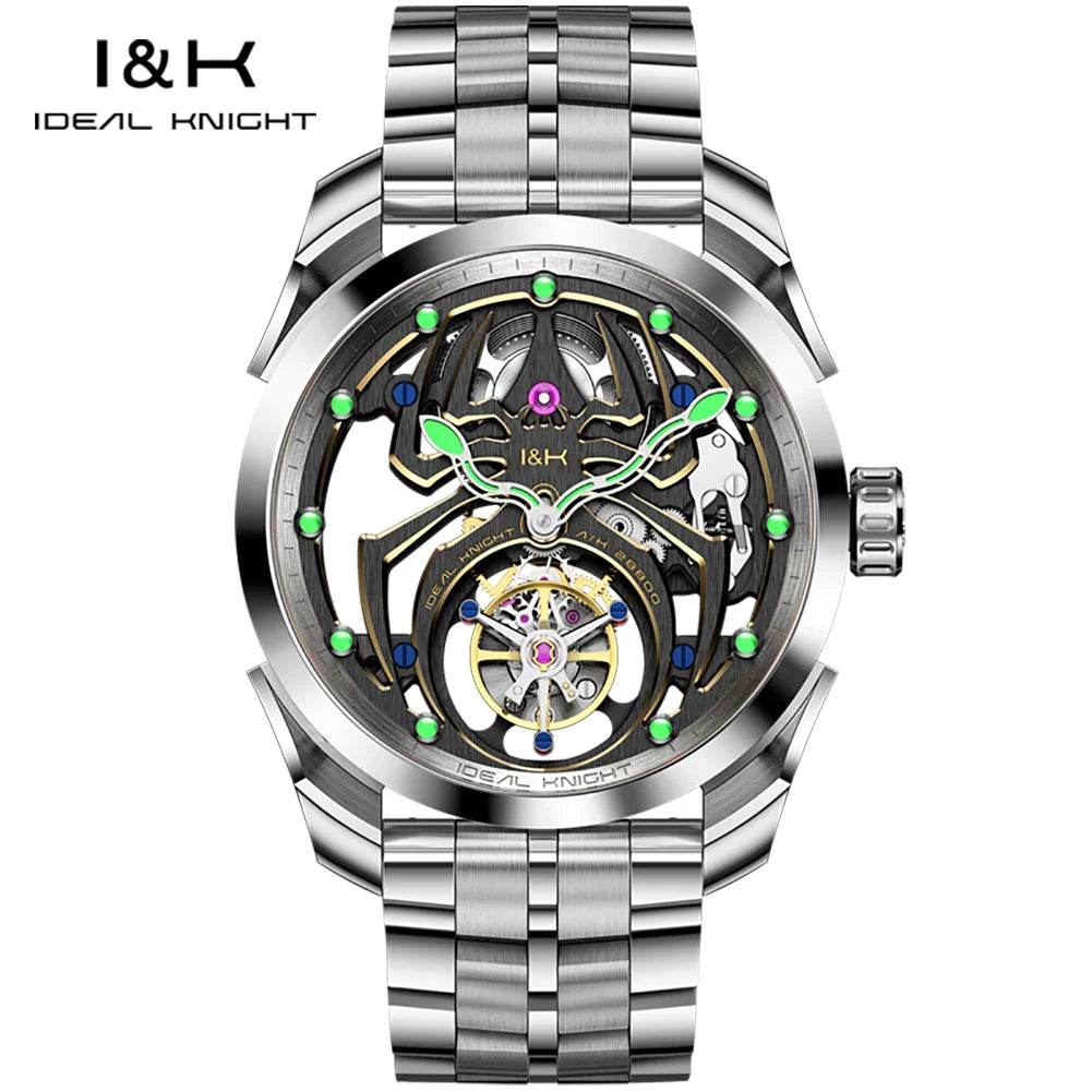 IDEAL KNIGHT 6802 Men's Watch Luxury Hollow Spider Design Tourbillon Automatic Mechanical Men Watch High end Fashion Brand Watch - FLORANZANI- Beauté & Santé