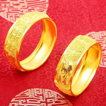 18K gold plated ladies bracelet wide bracelet retro style dragon and phoenix for girlfriend birthday wedding jewelry gift - FLORANZANI- Beauté & Santé