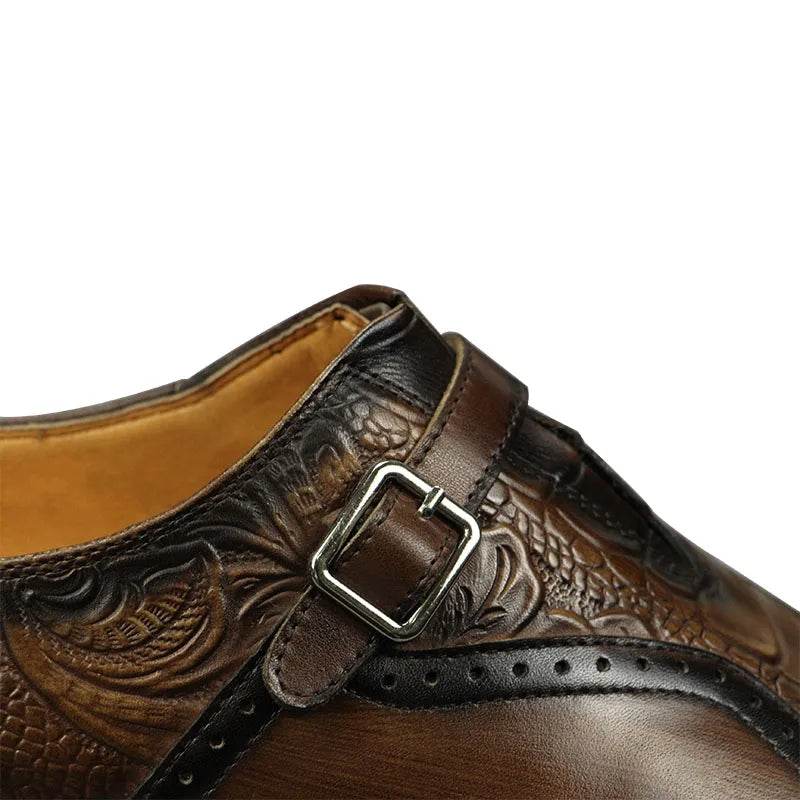 Deluxe Trendy Men's Leather Brogue Shoes Daily Outdoor Casual Shoes Brown Black Print Design Custom Service Drop Shipping - FLORANZANI- Beauté & Santé