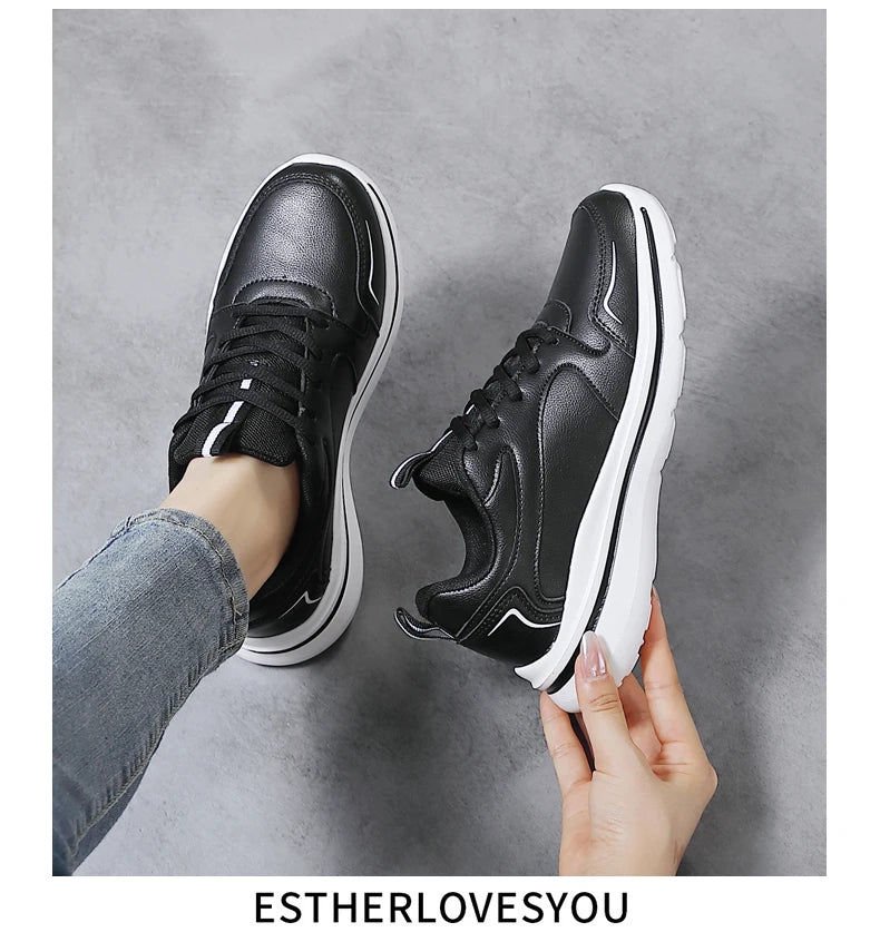 Women Casual Sneakers Running Sport Shoes Mesh Breathable Female Walking Jogging Shoes Comfortable Black White Tennis Sneakers