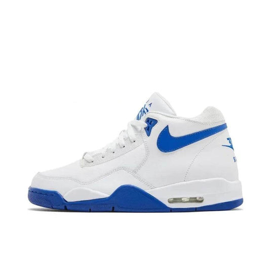 NIKE New listing Flight Legacy Classic Retro Mid-top Basketball Shoes Comfortable Shock Absorption Men's White and Blue Colorway - FLORANZANI- Beauté & Santé