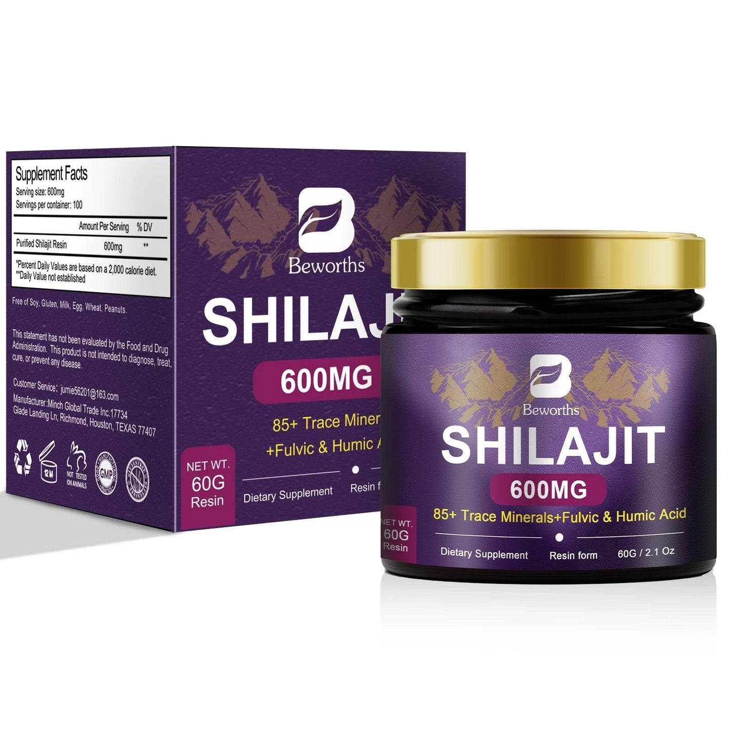 BEWORTHS 60ML 100% Original Shilajits High Purity Shilajit Resin with Fulvic Acid and 85+Trace Minerals Support Overall Health - FLORANZANI- Beauté & Santé