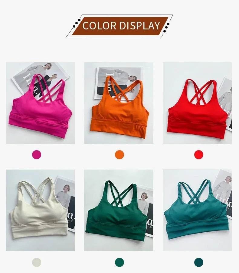 Sexy Fashion Cross Back Women Yoga Sport Bras Breathable Quick-Drying Shockproof Yoga Underwear Fitness Running Exercise Bra - FLORANZANI- Beauté & Santé