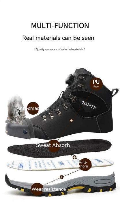 Breathable Sport Work Shoes Men Shoes Steel Toe Safety Boots Men's Work Sneaker Rotated Button Easy Wear Work Safety Boots - FLORANZANI- Beauté & Santé