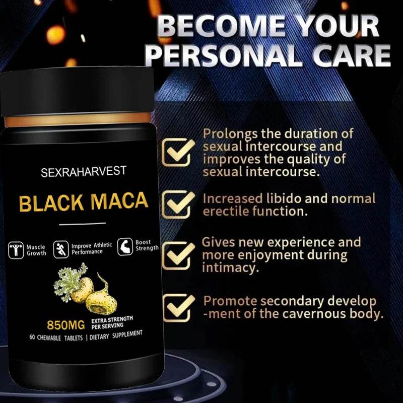 Powerful Black Maca Booster for Men and Women,Maca Pill Supplements for Health, Energy, Endurance, Muscle Mass,Maca Root Capsule - FLORANZANI- Beauté & Santé