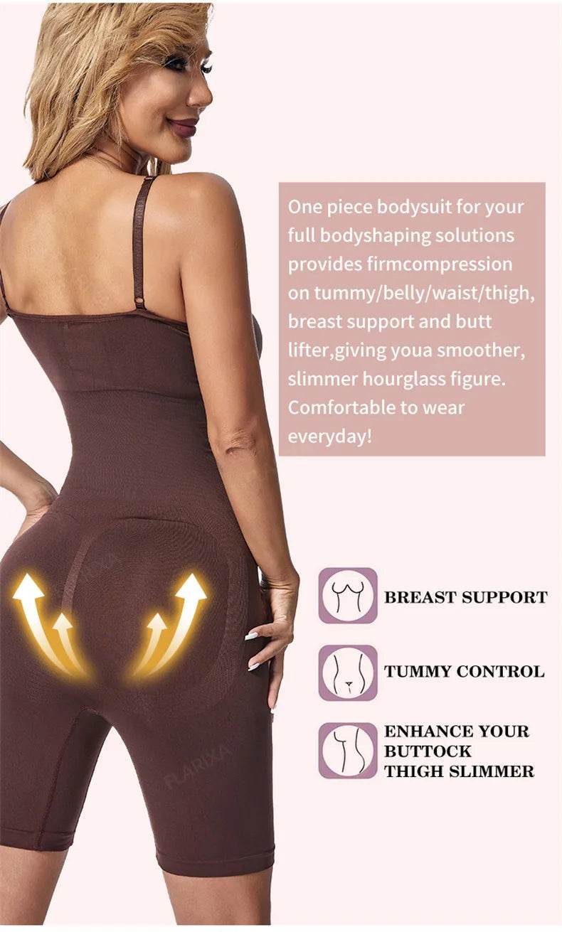 Flarixa Seamless Shapewear Full Body Shaper Hip and Tummy Control Women Comfortable Slimming Bodysuit Faja Plus Size Jumpsuits - FLORANZANI- Beauté & Santé