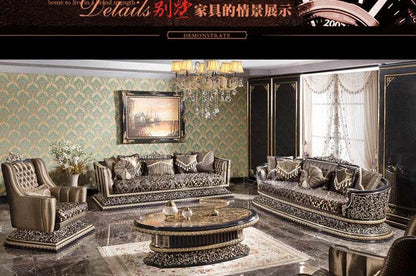 European style solid wood carved combination sofa French villa high-end custom new fabric sofa luxury furniture - FLORANZANI- Beauté & Santé