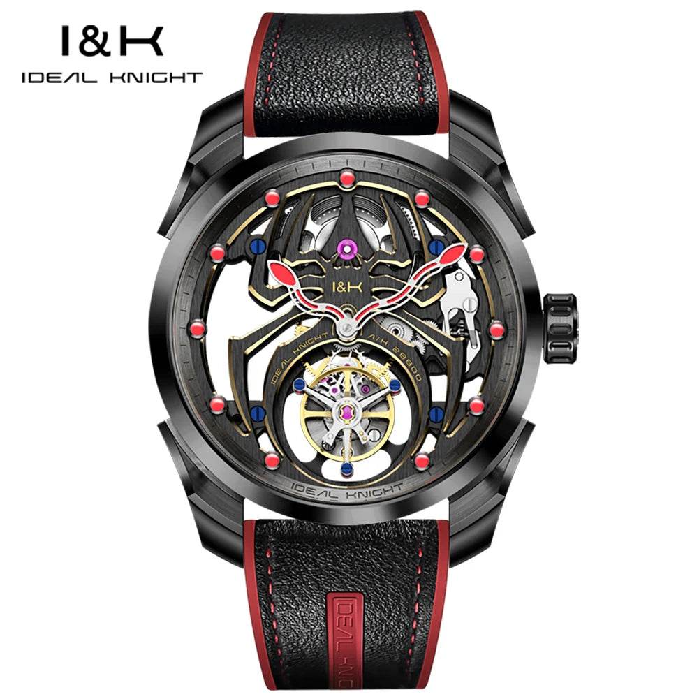 IDEAL KNIGHT 6802 Men's Watch Luxury Hollow Spider Design Tourbillon Automatic Mechanical Men Watch High end Fashion Brand Watch - FLORANZANI- Beauté & Santé