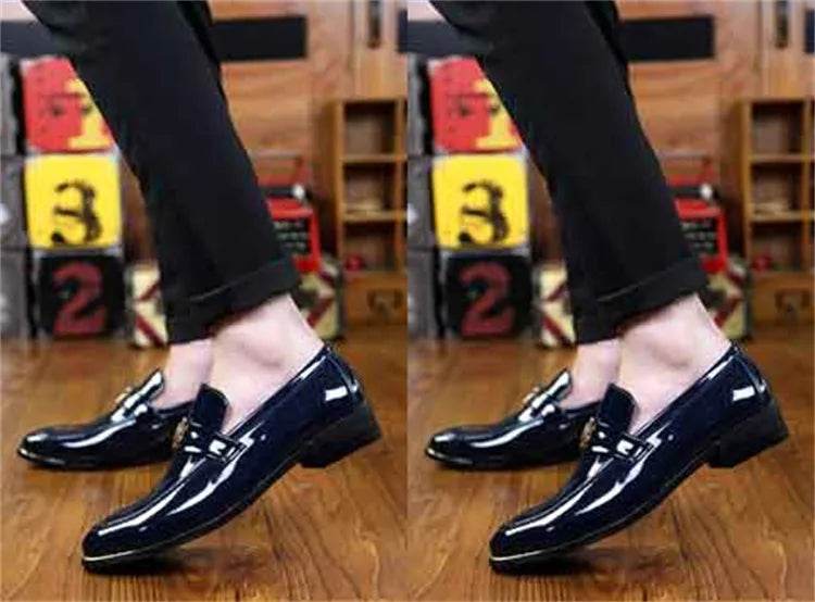 2024 New Fashion Red Men's Social Shoe Casual Glitter Leather Loafers Shoes for Men Slip-on Pointed Toe Dress Shoes Men Footwear - FLORANZANI- Beauté & Santé