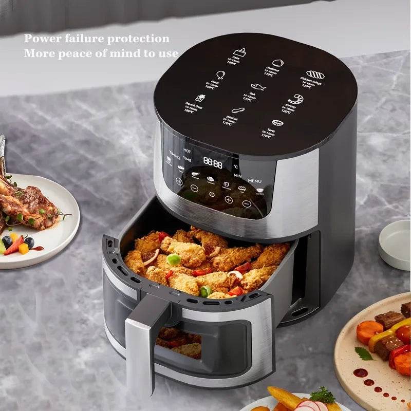 7L Electric Air Fryer Smart Multi-function Hot Convection Oven Deep Fryer Without Oil LED Touch Control 1400W Visible Window - FLORANZANI- Beauté & Santé