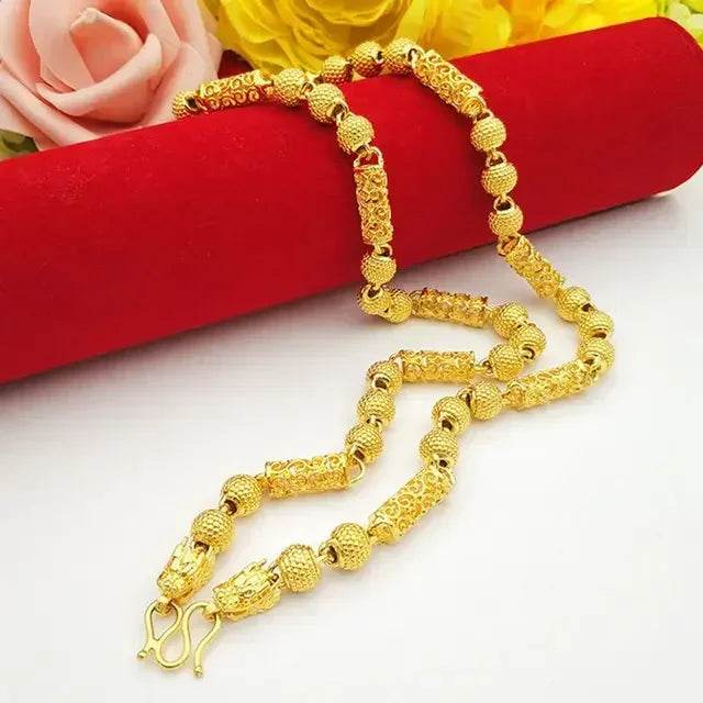 Mens and womens 18K gold necklace AU750 ball chain transfer domineering jewelry boss chain free shipping with certificate - FLORANZANI- Beauté & Santé