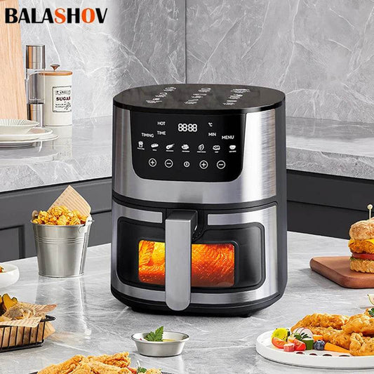 7L Electric Air Fryer Smart Multi-function Hot Convection Oven Deep Fryer Without Oil LED Touch Control 1400W Visible Window - FLORANZANI- Beauté & Santé