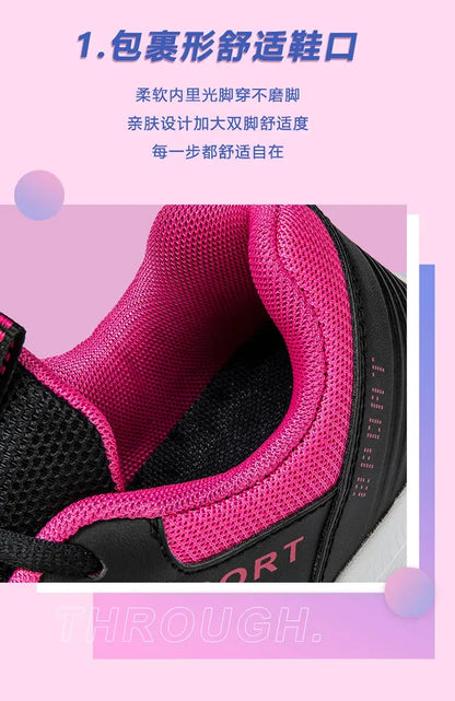 Women's Casual Shoes Breathable Walking Strap Flat Shoes Sports Tennis Women's White and Black Casual Training Shoes New 2024