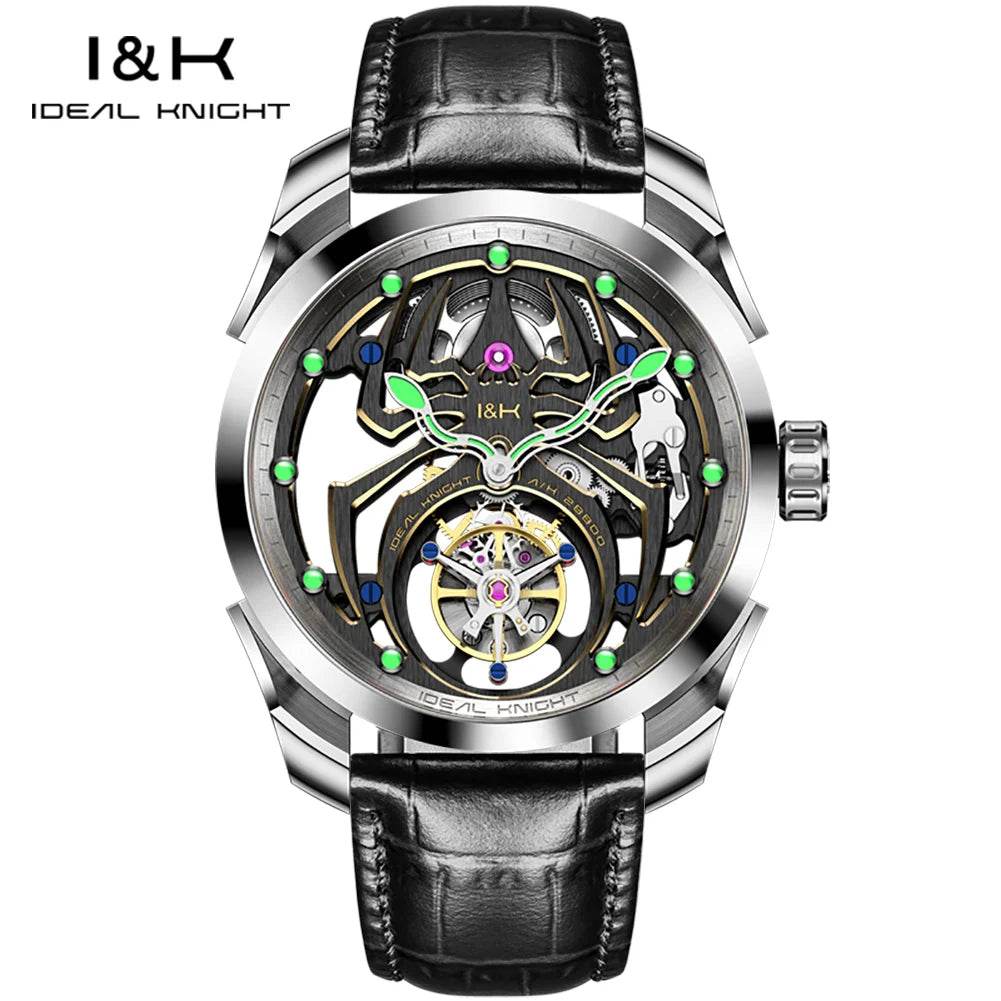 IDEAL KNIGHT 6802 Men's Watch Luxury Hollow Spider Design Tourbillon Automatic Mechanical Men Watch High end Fashion Brand Watch - FLORANZANI- Beauté & Santé