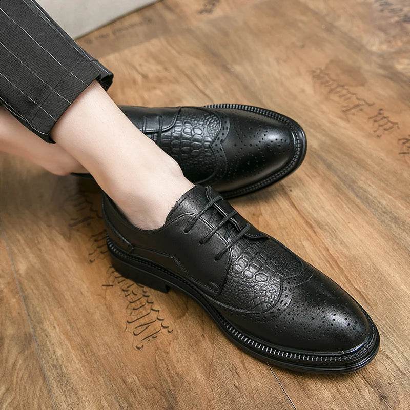 Designer Business Oxfords Formal Wedding Mens Derby Italian Original Crocodile Leather Dress Office Loafers Casual Shoes for Men - FLORANZANI- Beauté & Santé