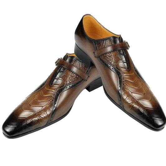 Deluxe Trendy Men's Leather Brogue Shoes Daily Outdoor Casual Shoes Brown Black Print Design Custom Service Drop Shipping - FLORANZANI- Beauté & Santé