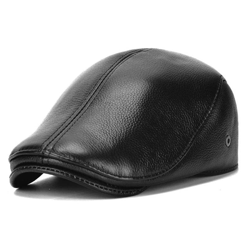 Men's outdoor leather hat winter Berets male warm Ear protection cap 100% genuine leather dad hat wholesale Leisure - FLORANZANI- Beauté & Santé