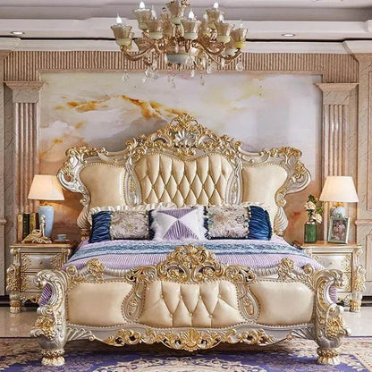 European Royal Luxury Double Bed King Modern Headboard High End Double Bed Girl Sleeping Lit Deux Place Furniture For Bedroom - FLORANZANI- Beauté & Santé