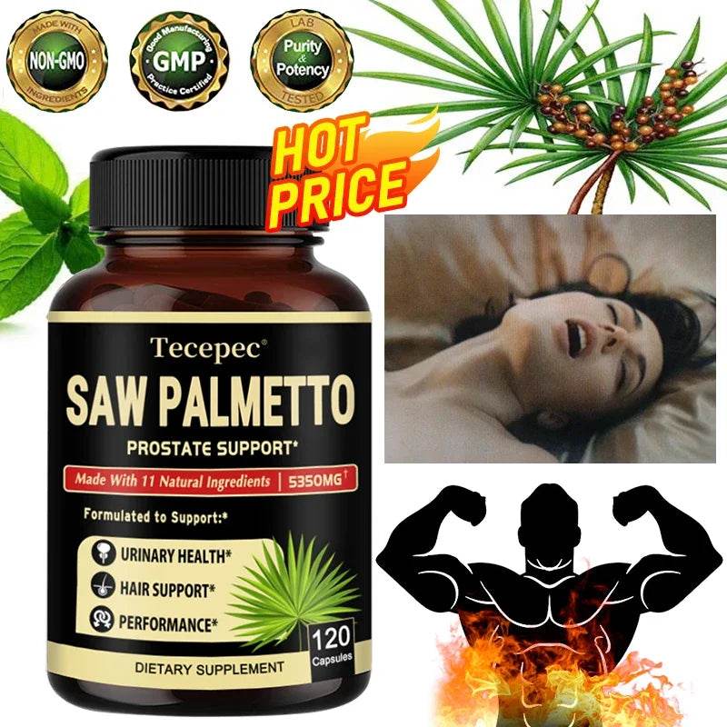 Saw Palmetto Capsules - Men's Prostate Health, Reduce Urinary Frequency, Promote Hair Growth - FLORANZANI- Beauté & Santé