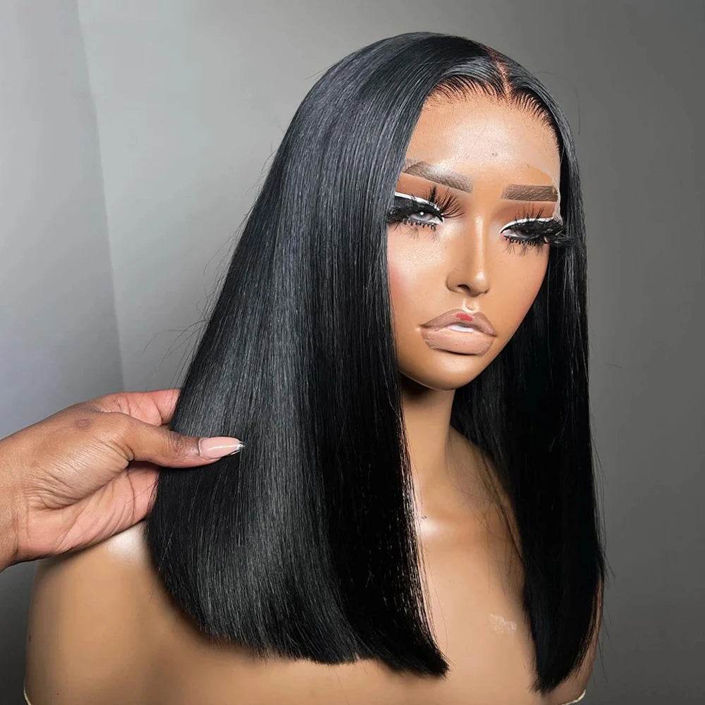 Bob Wig Human Hair 13X4 Lace Front Wig 180% Density Short Straight Frontal Bob Wig Transparent Lace Pre Plucked With Baby Hair - FLORANZANI- Beauté & Santé