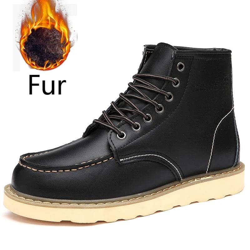 Genuine Leather Men Desert Boots Mens Casual Outdoor Soft Sole Walking Shoes Warm Winter Boots High Quality Male High Top Shoes - FLORANZANI- Beauté & Santé