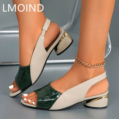 Women Mid Heels Sandals Fashion Dress Chunky Open Toe Shoes New Casual Designer Pumps Classic Brand Femme Zapatos - FLORANZANI- Beauté & Santé