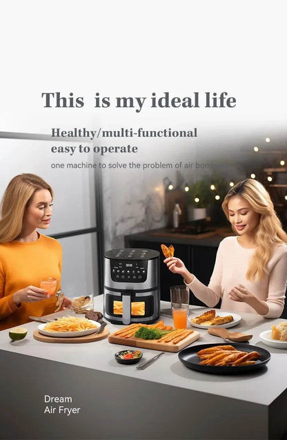 7L Electric Air Fryer Smart Multi-function Hot Convection Oven Deep Fryer Without Oil LED Touch Control 1400W Visible Window - FLORANZANI- Beauté & Santé