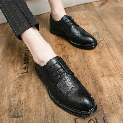 Designer Business Oxfords Formal Wedding Mens Derby Italian Original Crocodile Leather Dress Office Loafers Casual Shoes for Men - FLORANZANI- Beauté & Santé