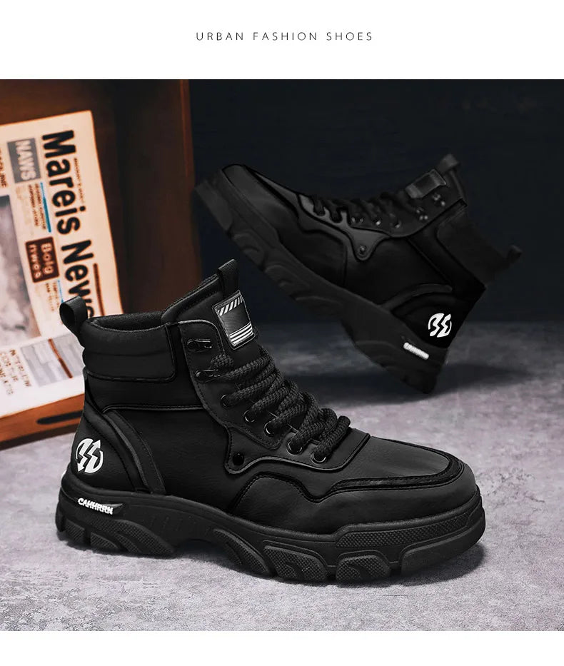 White Winter Work Short Boots for Men British Fashion  Fashion Motorcycle Boots Fashion Outdoor Sports Casual Shoes New 2024