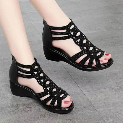 Soft Leather Roman Sandals Women 2023 Summer New Soft Sole Outwear Women's Wedge Shoes Fashion Casual Designer Shoe Ladies - FLORANZANI- Beauté & Santé