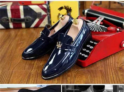 2024 New Fashion Red Men's Social Shoe Casual Glitter Leather Loafers Shoes for Men Slip-on Pointed Toe Dress Shoes Men Footwear - FLORANZANI- Beauté & Santé