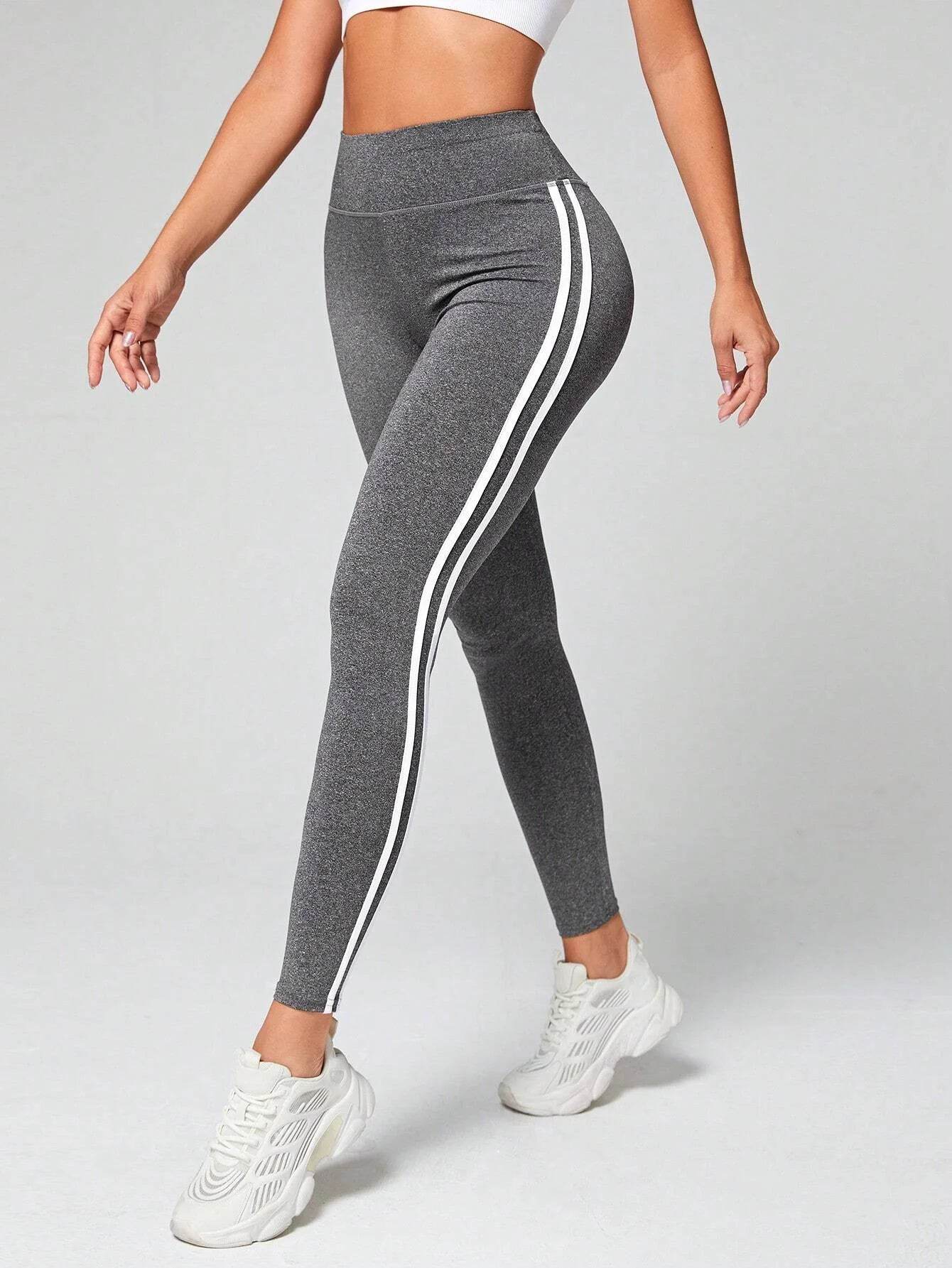 Side Stripe Tummy Control Sports Leggings - FLORANZANI- Beauté & Santé