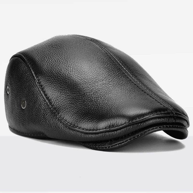 Men's outdoor leather hat winter Berets male warm Ear protection cap 100% genuine leather dad hat wholesale Leisure - FLORANZANI- Beauté & Santé