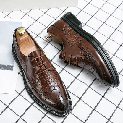 Designer Business Oxfords Formal Wedding Mens Derby Italian Original Crocodile Leather Dress Office Loafers Casual Shoes for Men - FLORANZANI- Beauté & Santé