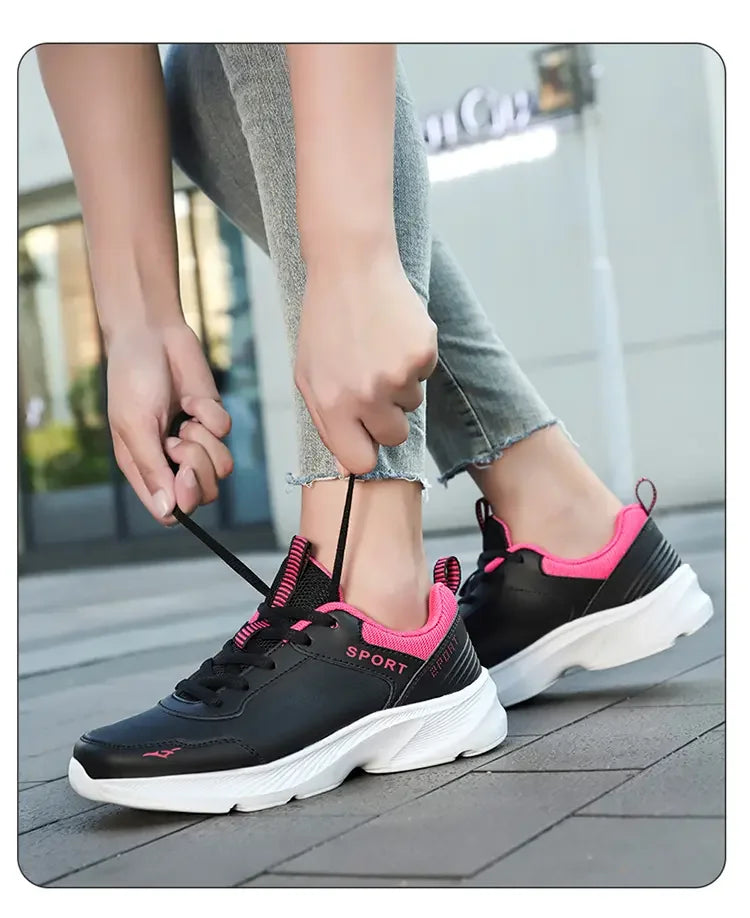 Women's Casual Shoes Breathable Walking Strap Flat Shoes Sports Tennis Women's White and Black Casual Training Shoes New 2024