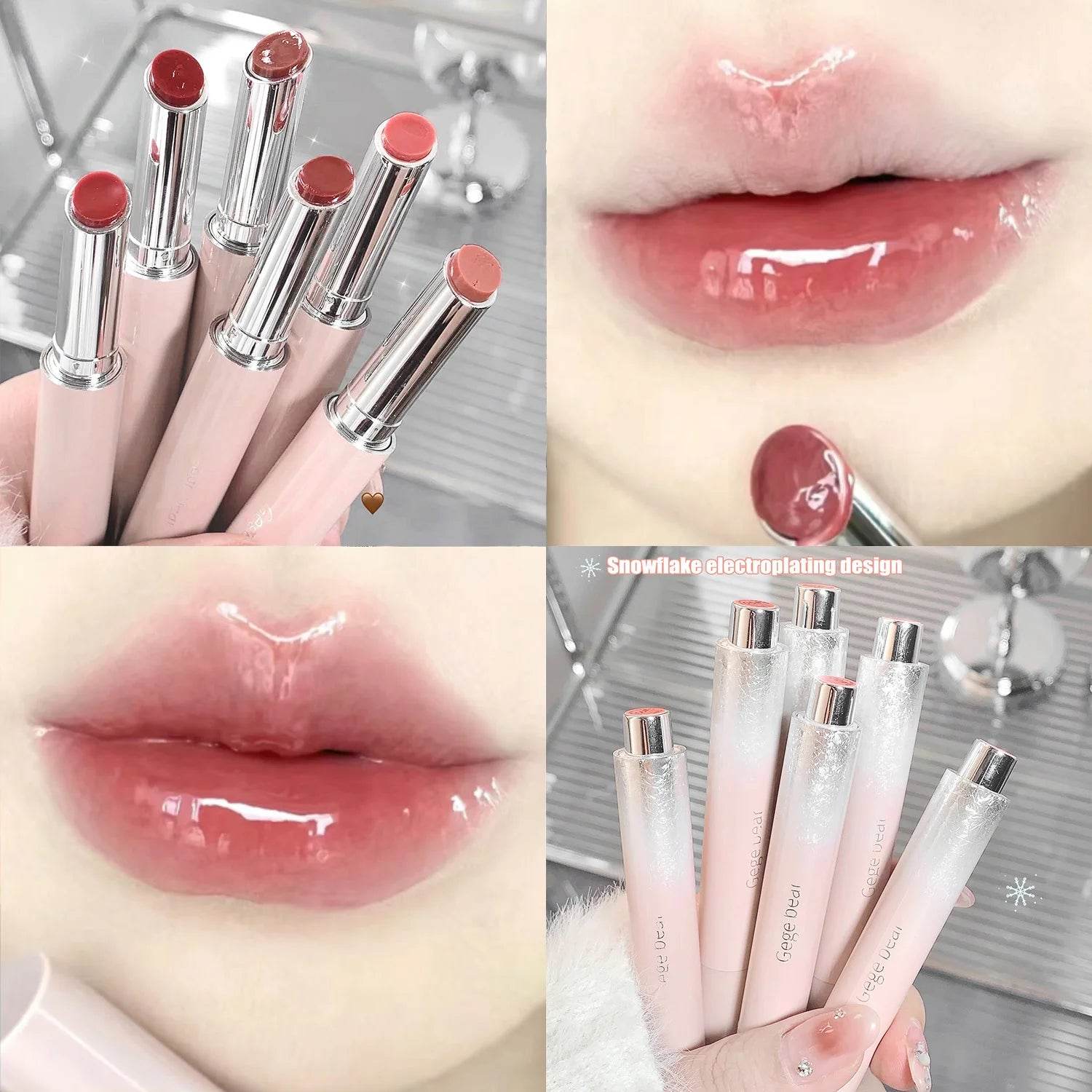 Jelly Solid Lip Gloss Cute Hydrating Mirror Red Brown Lipstick Clear Moisturizing Lips Tint Nature Nude Lip Makeup Cosmetics - FLORANZANI- Beauté & Santé